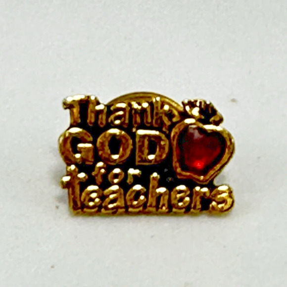 Thank God for‎ Teachers Pin Brooch Apple Red Gold Tone Lapel Religious - Picture 7 of 9